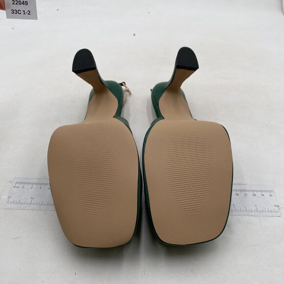 FOWT Green Platform Square Toe Block High Heels Ankle Backstrap Slingbac… - Picture 7 of 8